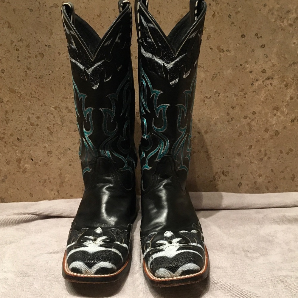 Nocona brand Zebra print Black and White Boots